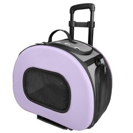 Pet Life Wheeled Tough-Shell Lavender Collapsible Pet Carrier