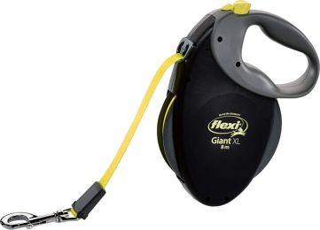 Flexi Giant Retractable Tape Dog Leash - Black / Neon (size: X-Large - 26' Long Dogs over 110 lbs)