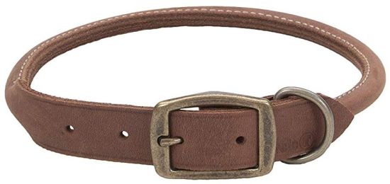 CircleT Rustic Leather Dog Collar (Color: Chocolate, size: 16"L x 5/8"W)