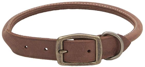 CircleT Rustic Leather Dog Collar (Color: Chocolate, size: 22"L x 1"W)